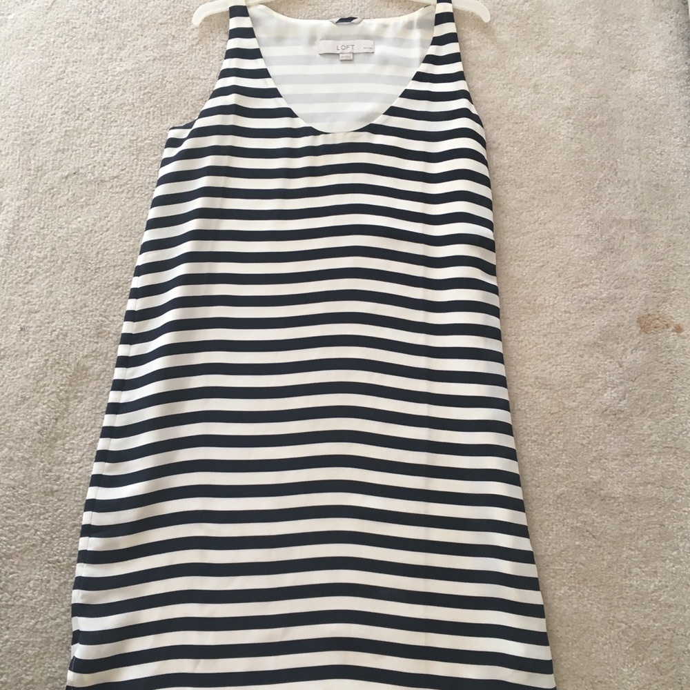 Navy striped Ann Taylor Loft shift dress